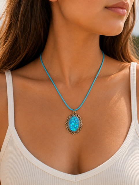 Collier époxy pailleté