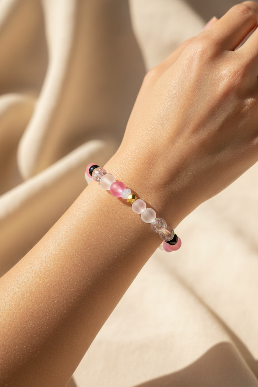 Bracelet pollinisateur porté sur un poignet