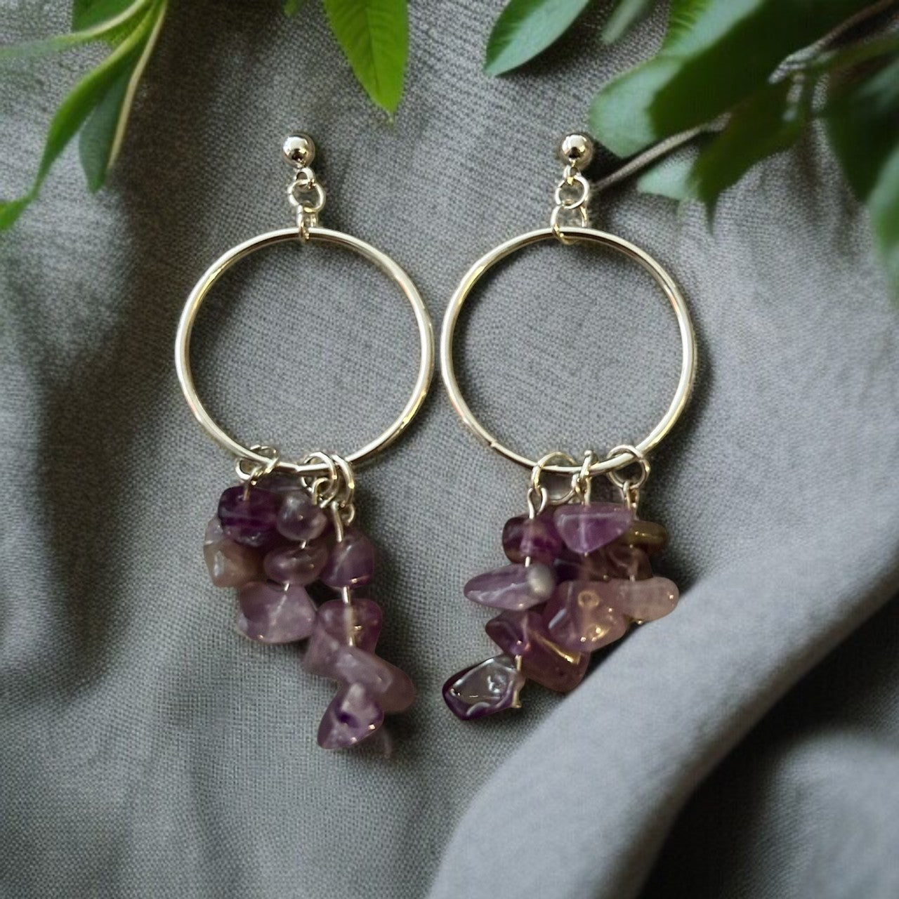Boucles d'oreilles pierre améthyste