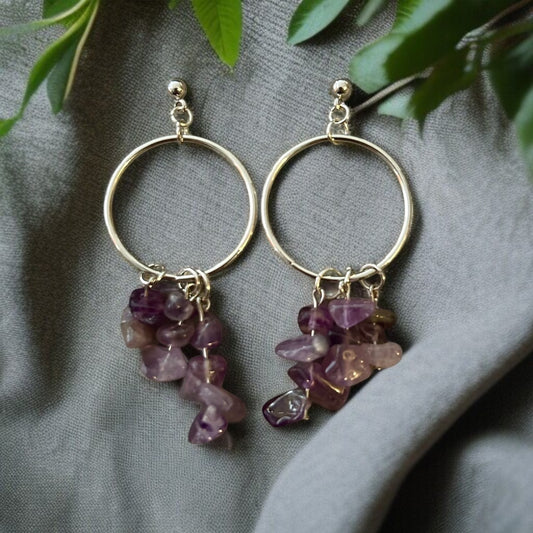 Boucles d'oreilles pierre améthyste