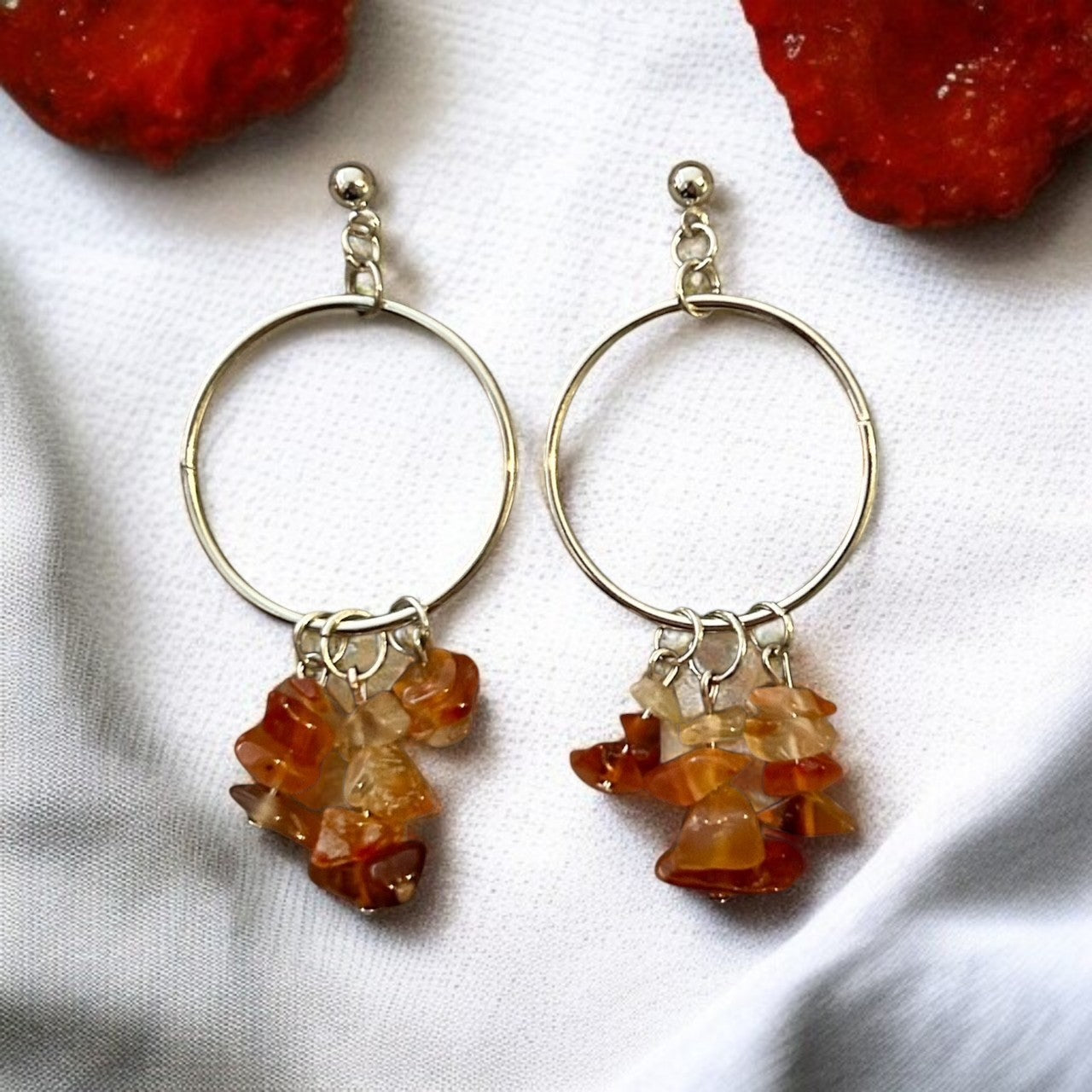 Boucles d'oreilles pierre d'agate orange